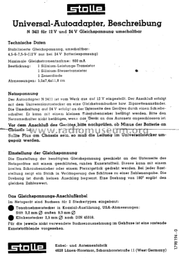 Universal-Autoadapter N 3411; Stolle, Karl, (ID = 2574977) Power-S