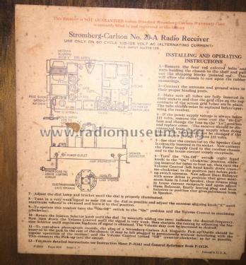 20-A Ch= 21212; Stromberg-Carlson Co (ID = 2299503) Radio