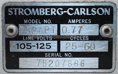 Radio-Phonograph 752APT; Stromberg-Carlson Co (ID = 1505039) Radio
