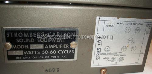 Amplifier AU-42; Stromberg-Carlson Co (ID = 1795232) Ampl/Mixer