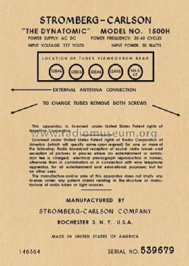 The Dynatomic 1500-H; Stromberg-Carlson Co (ID = 2974571) Radio