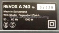 Revox A740; Studer GmbH, Willi (ID = 2105382) Ampl/Mixer