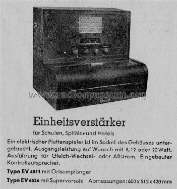 Einheitsverstärker EV 6026; Stuzzi Ges. mbH; (ID = 974341) Radio