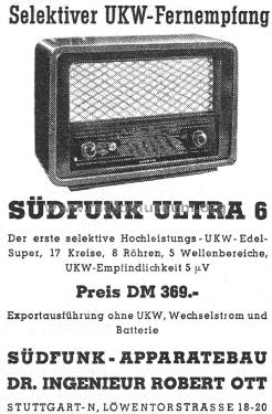 Ultra 6W; Südfunk-Apparatebau, (ID = 2637091) Radio