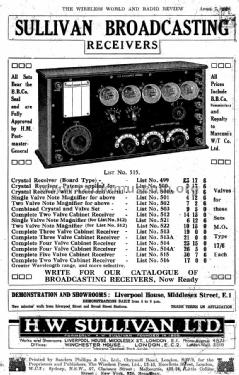 Two-Valve Cabinet Receiver No. 516; Sullivan, H.W., (ID = 1077390) Radio