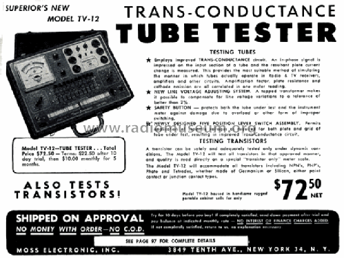 Trans-Conductance Tube Tester TV-12; Superior Instruments (ID = 587443) Equipment