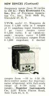 Vacuum Tube Voltmeter 77; Superior Instruments (ID = 2772818) Equipment