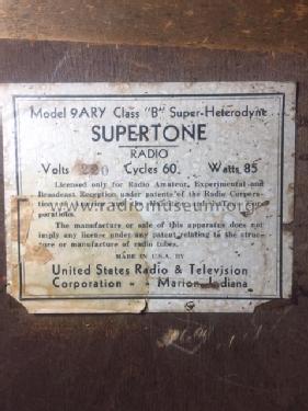 Supertone 9ARY Class 'B' Super-Heterodyne; Apex Electric, Pool; (ID = 2654631) Radio