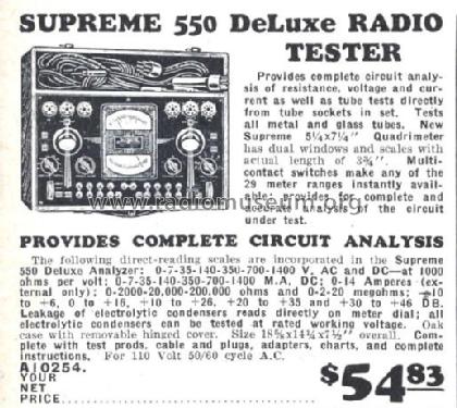 Deluxe Radio Set Analizer 550; Supreme Instruments (ID = 2670299) Equipment