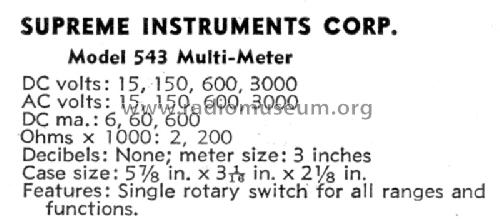 Multi-Meter 543; Supreme Instruments (ID = 1147100) Equipment