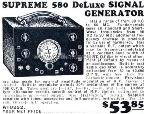 Signal Generator 580; Supreme Instruments (ID = 2670300) Ausrüstung