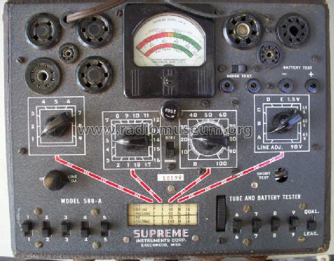 Tube and Battery Tester 589-A; Supreme Instruments (ID = 1160492) Equipment