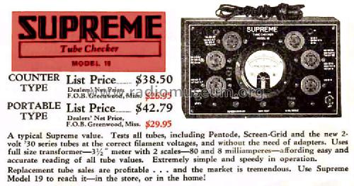 Tube Checker 19; Supreme Instruments (ID = 186696) Equipment