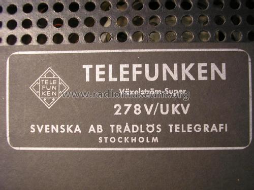 Telefunken Växelström-Super 278 V/UKV; Svenska AB Trådlös (ID = 1959677) Radio