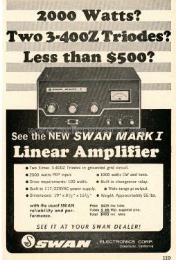 Linear Amplifier Mark I ; Swan Electronics, (ID = 3013082) Amateur-D