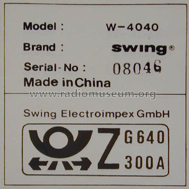 Swing W-4040; Swing Electroimpex (ID = 1618630) Radio