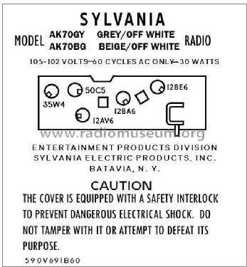 AK70 Ch= U50-3; Sylvania Hygrade, (ID = 2822760) Radio