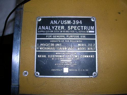 Spectrum Analyzer AN/USM-394; Systron Donner; (ID = 1996810) Equipment