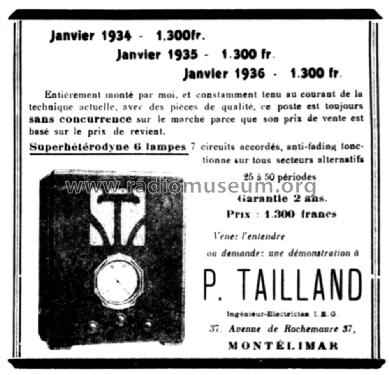 Superhétérodyne 6 lampes ; Tailland, P.; (ID = 2491380) Radio