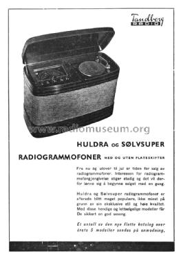 Huldra Radiogrammofon 2 ; Tandberg Radio; Oslo (ID = 2075129) Radio