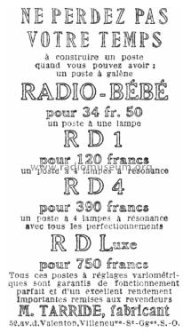 Poste à 1 lampe RD1; RD Radio, Éts. R. (ID = 2483324) Radio