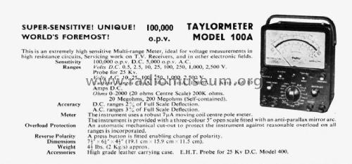 Multimeter 100A; Taylor Electrical (ID = 501157) Ausrüstung