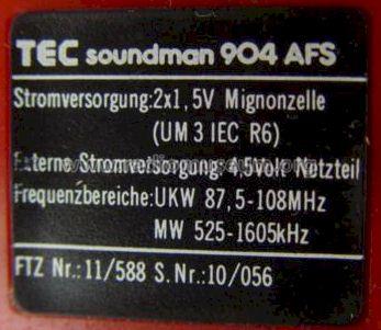 Soundman MW/UKW Stereo Radio Cassetten-Player 904 AFS; TEC Dieter Beer; (ID = 1239084) Radio