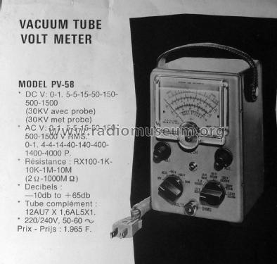 Vacuum Tube Voltmeter PV-58; Tech Instruments Co. (ID = 2998113) Equipment