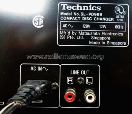 Compact Disc Changer SL-PD988; Technics brand (ID = 2092020) R-Player