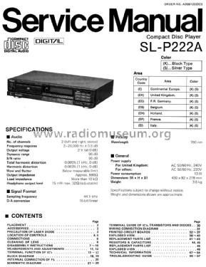 Compact Disc Player SL-P222A; Technics brand (ID = 2039613) R-Player