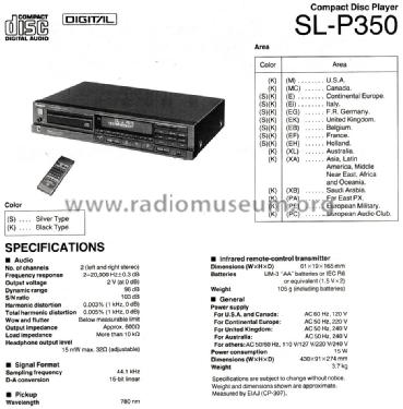 Compact Disc Player SL-P350; Technics brand (ID = 2039103) R-Player