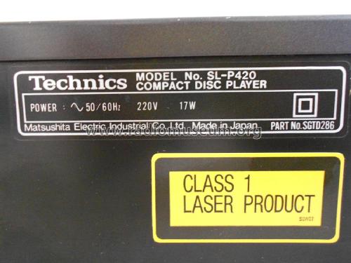 Compact Disc Player SL-P420; Technics brand (ID = 2269355) R-Player