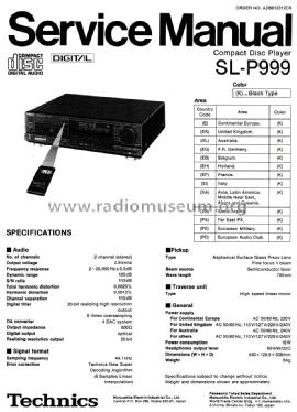 Compact Disc Player SL-P999; Technics brand (ID = 2040261) R-Player