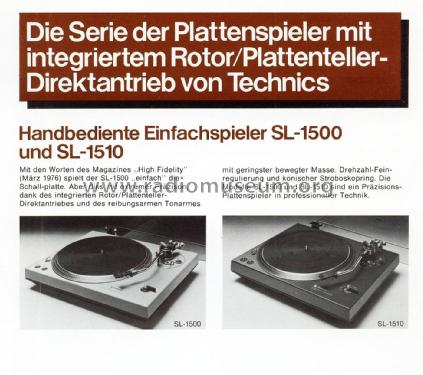 Direct-Drive Manual Turntable SL-1500; Technics brand (ID = 1815321) R-Player