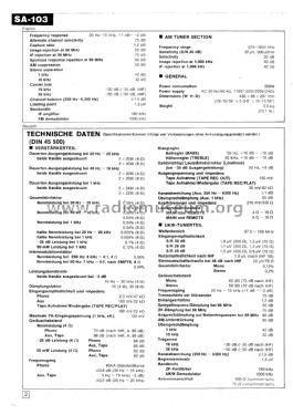 FM/AM Stereo Receiver SA-103; Technics brand (ID = 1962478) Radio