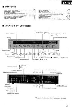 FM/AM Stereo Receiver SA-103; Technics brand (ID = 1962480) Radio