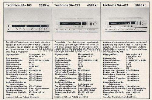 FM/AM Stereo Receiver SA-103; Technics brand (ID = 2803808) Radio