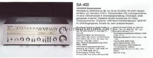 FM/AM Stereo Receiver SA-400; Technics brand (ID = 1790253) Radio