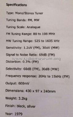 FM/AM Stereo Tuner ST-8011; Technics brand (ID = 2092340) Radio