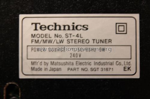 FM/MW/LW Stereo Tuner ST-4L; Technics brand (ID = 2310259) Radio