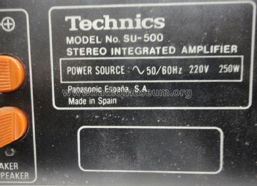 Integrated Stereo Amplifier SU-500; Technics brand (ID = 2015883) Ampl/Mixer