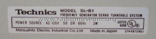 Manual F.G. Belt-Drive Turntable SL-B1; Technics brand (ID = 2092327) Enrég.-R