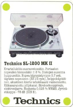 Quartz Direct Drive Turntable System SL-1200 MK2; Technics brand (ID = 1412069) R-Player