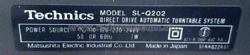 Quartz Turntable System SL-Q202; Technics brand (ID = 2490308) R-Player
