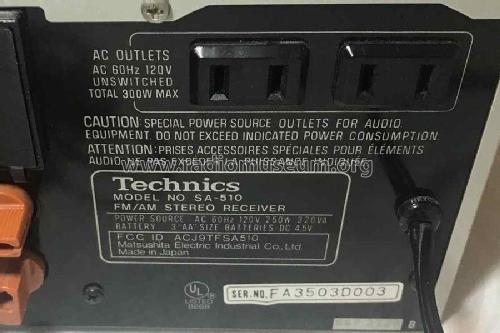SA-510; Technics brand (ID = 2332565) Radio