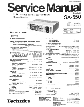 Quartz Synthesizer TV/FM/AM Stereo Receiver SA-550; Technics brand (ID = 2668573) Radio