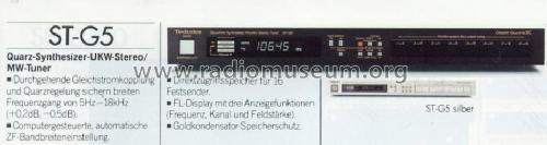 Quartz Synthesizer FM/AM Stereo Tuner ST-G5; Technics brand (ID = 670325) Radio