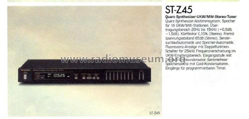 Quartz Synthesizer FM/AM Stereo Tuner ST-Z45; Technics brand (ID = 2085268) Radio