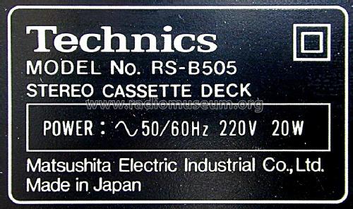 Stereo Cassette Deck RS-B505; Technics brand (ID = 1297763) R-Player