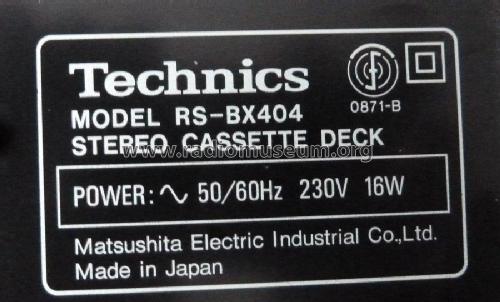 Stereo Cassette Deck RS-BX404; Technics brand (ID = 1745365) R-Player